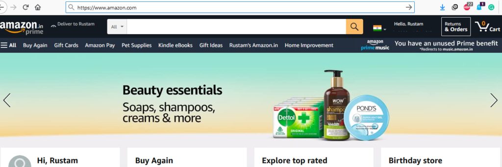 print amazon Amazon: homepage example