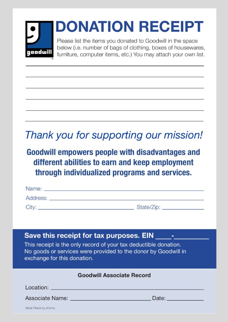 How to fill out a donation tax receipt - Goodwill NNE