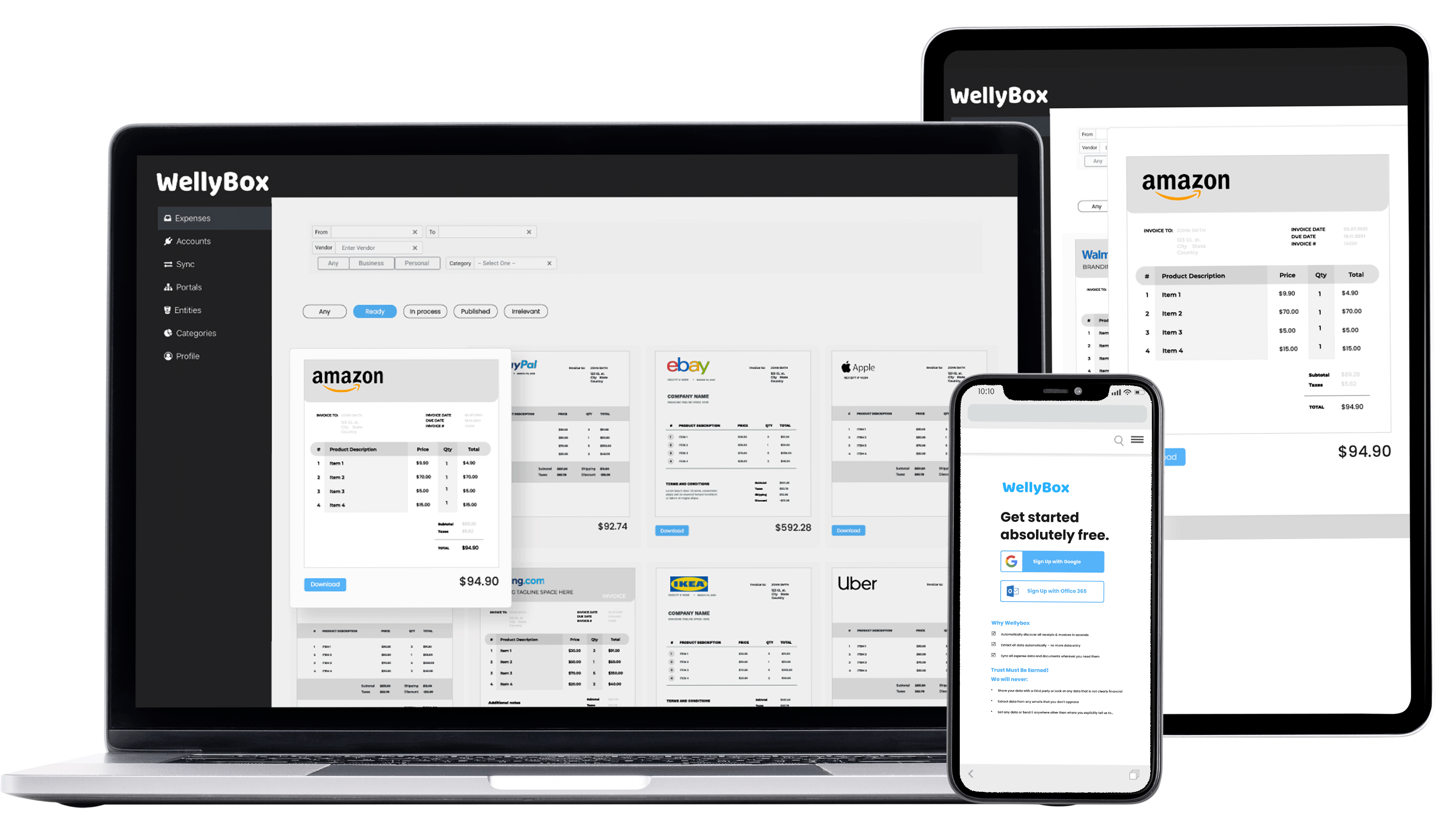 WellyBox receipts dashboard