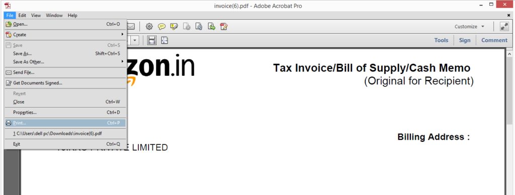 How to Print a invoice From Amazon?
