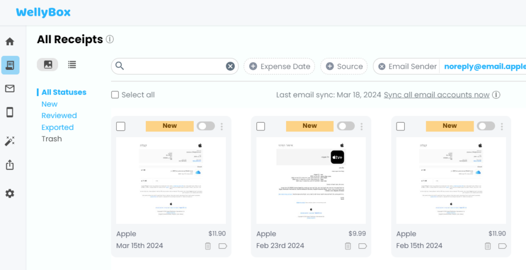 WellyBox Apple Purchase History